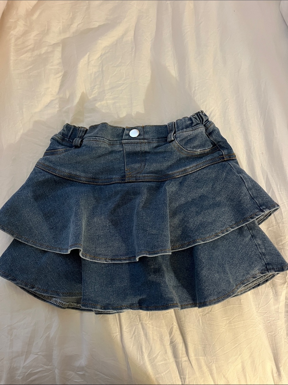 Girls Tiered Denim Mini Skirt